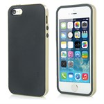 SPIGEN silicone cover with plastic bumper sides for iPhone 5 / 5S / SE - Black / Gold